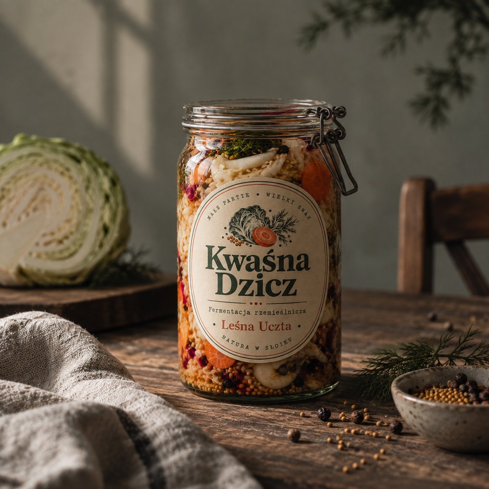 Slajd 1 carouselu: słoik kiszonki na tle kapusty