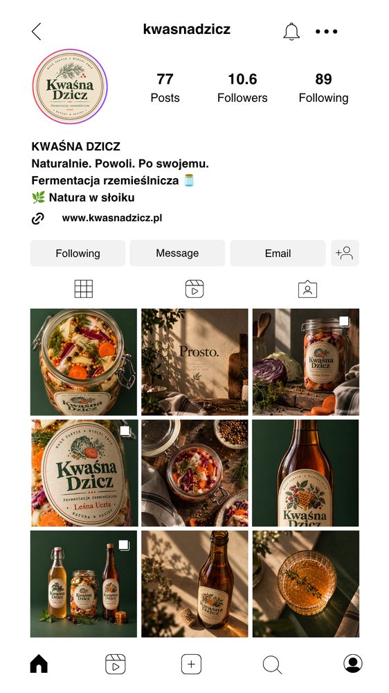Makieta profilu Kwaśnej Dziczy na Instagramie